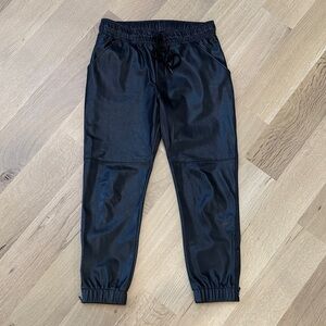 David Lerner Black, Vegan Leather, Elastic Waistband Pants